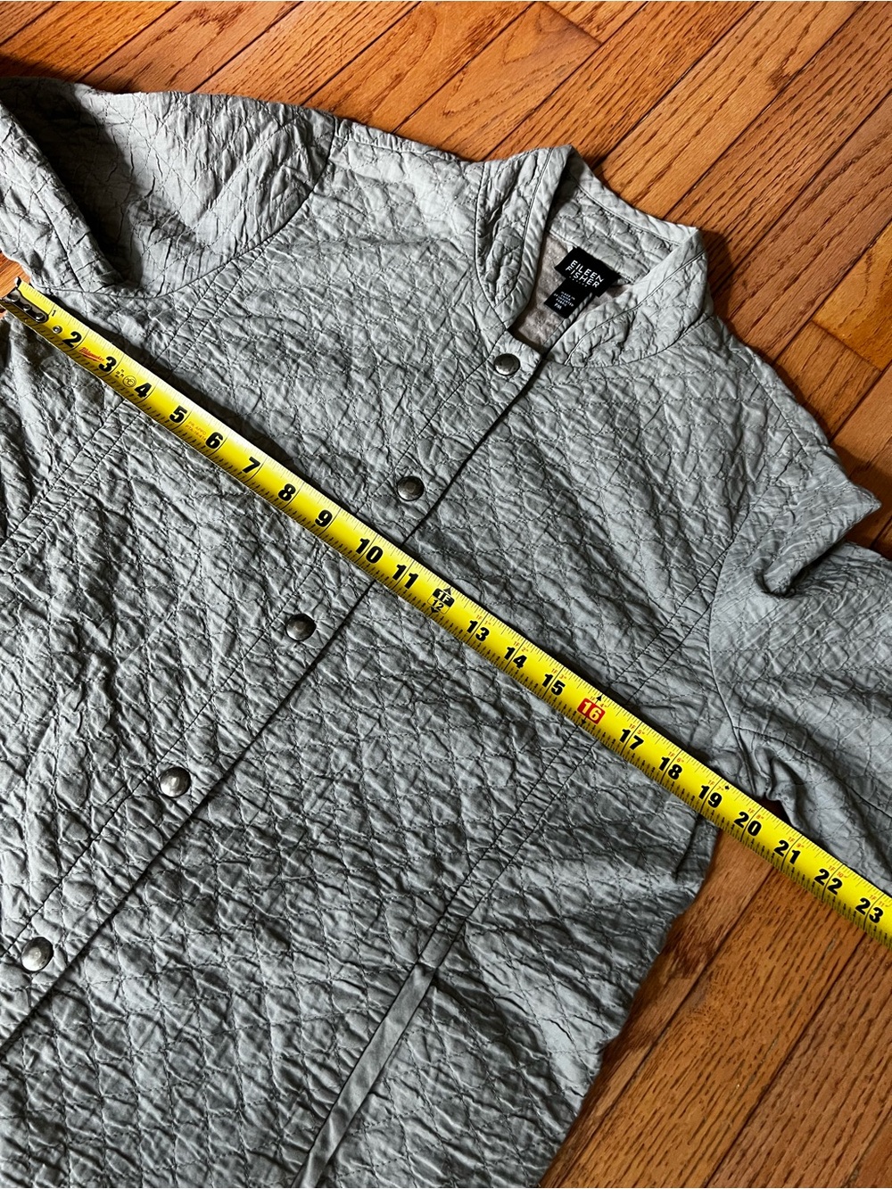 Eileen Fisher Textured Quilted Jacket Taupe Snap Front MP - Picture 8 of 12